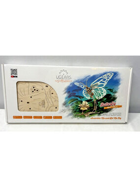 NIB UGears 3D Wooden Puzzle Butterfly Mechanical Model Kit for Kids & Adults